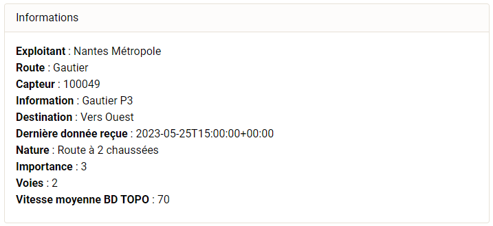 Informations disponiblesc sur un capteur unique
